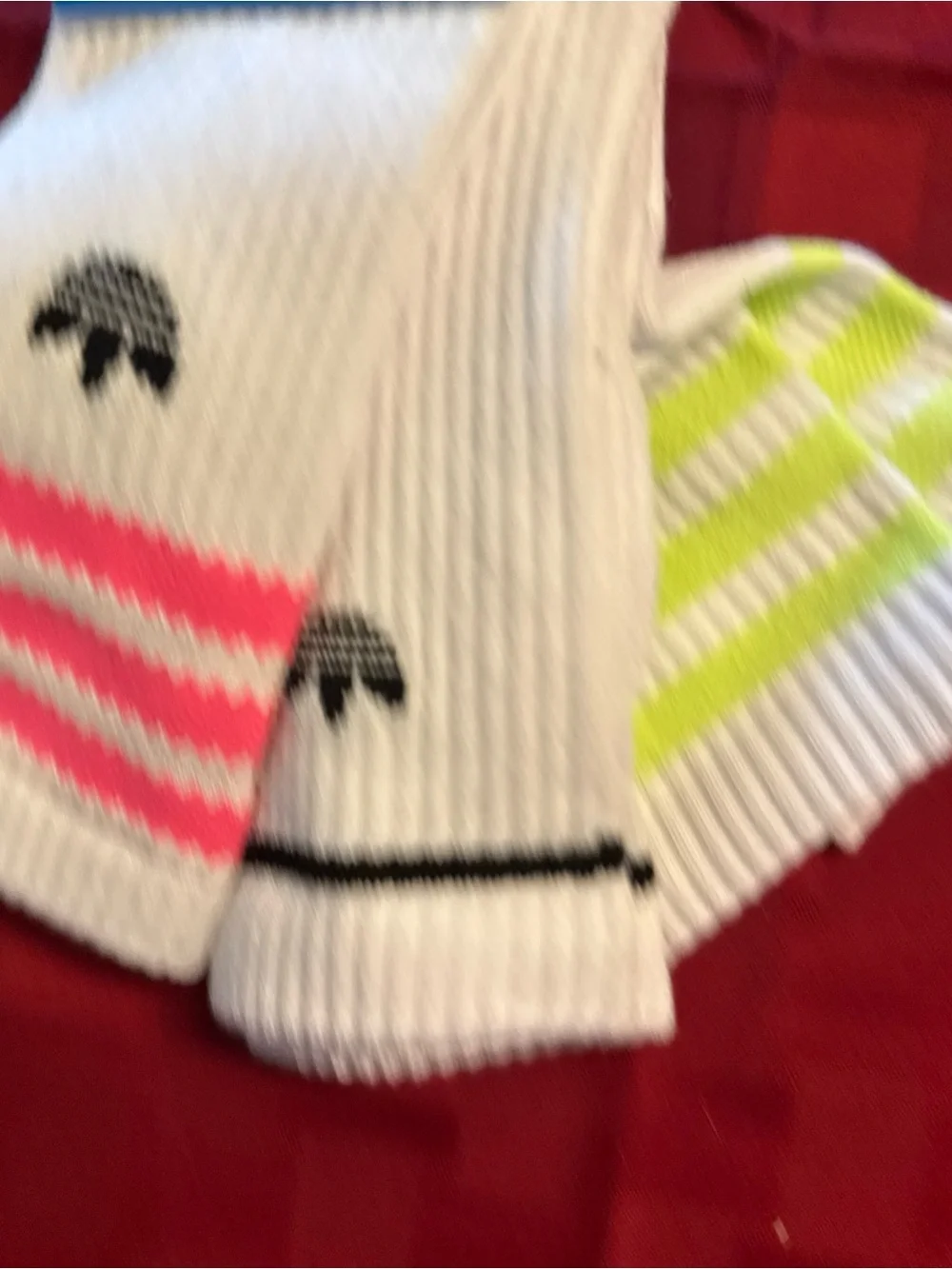 adidas Men’s Crew Socks — White with Pink Stripe